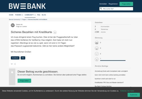 
                            8. Sicheres Bezahlen mit Kreditkarte | BW-Bank Service Community