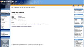 
                            3. Sicheres Login mit ASP.Net - Artikel von www.it-academy.cc - Verein ...