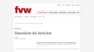 
                            5. Sicherheit: Datenlücke bei Aerticket - fvw