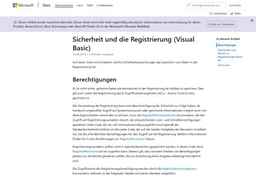 
                            7. Sicherheit und die Registrierung (Visual Basic) - MSDN - Microsoft