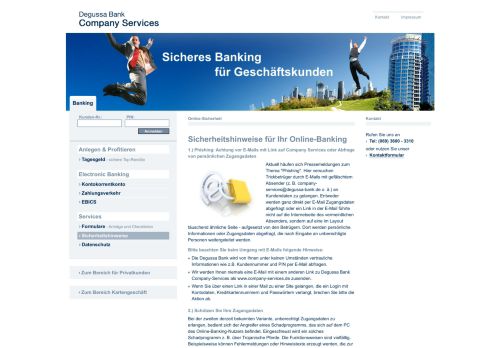 
                            7. Sicherheitshinweise | Degussa Bank - Company Services