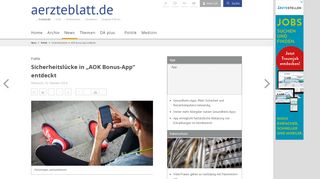 
                            10. Sicherheitslücke in „AOK Bonus-App“ entdeckt - Deutsches Ärzteblatt