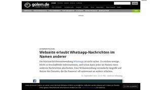 
                            12. Sicherheitslücke: Webseite erlaubt Whatsapp-Nachrichten im Namen ...