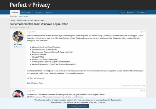 
                            2. Sicherheitsproblem leakt Windows Login-Daten | Perfect Privacy Forum