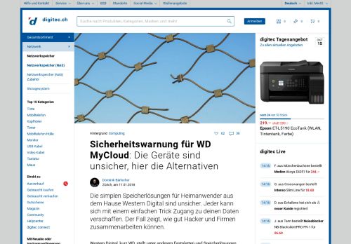 
                            12. Sicherheitswarnung für WD MyCloud: Die Geräte sind unsicher, hier ...