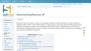 
                            4. Sicherheit/Zugriffsschutz – SELFHTML-Wiki