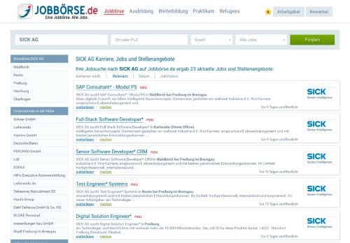 
                            7. SICK AG Jobs und Stellenangebote | www.jobbörse.de