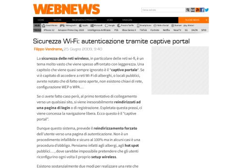 
                            4. Sicurezza Wi-Fi: autenticazione tramite captive portal | Webnews