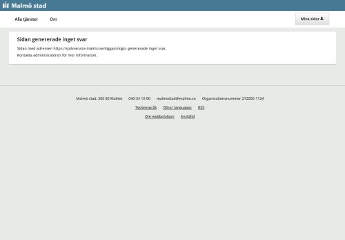 
                            4. Sidan genererade inget svar - E-tjänster Malmö stad
