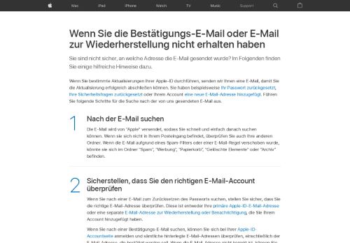 
                            7. Sie haben keine E-Mail erhalten? - Apple Support