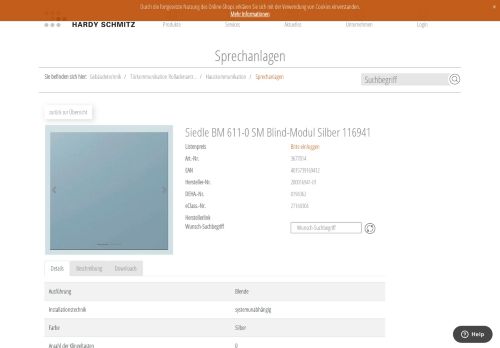 
                            9. Siedle BM 611-0 SM Blind-Modul Silber | Hardy Schmitz