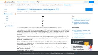 
                            8. Siemens S7-1200 web server returning error 500 - Stack Overflow