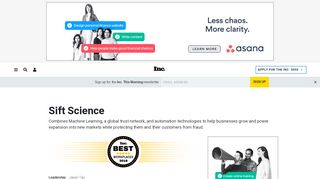 
                            12. Sift Science - San Francisco, CA - Inc.com