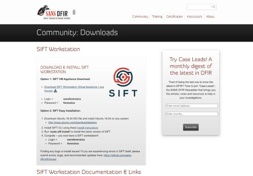 
                            1. SIFT Workstation Download - Sans DFIR - SANS Institute