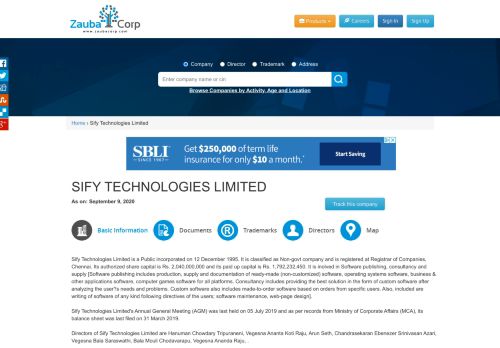 
                            10. SIFY TECHNOLOGIES LIMITED - Company, directors and contact ...