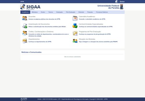 
                            2. SIGAA- Sistema Integrado de Gestão de Atividades Acadêmicas - UFPb