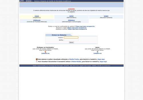 
                            3. SIGAA - Sistema Integrado de Gestão de Atividades Acadêmicas - Ufpi