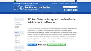 
                            4. SIGAA - Sistema Integrado de Gestão de Atividades Acadêmicas - UFRB
