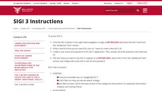 
                            11. SIGI 3 Instructions | Ball State University