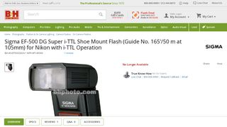 
                            13. Sigma EF-500 DG Super Flash for Nikon AF F149306 B&H Photo ...