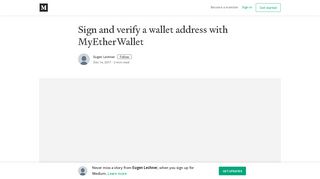 
                            9. Sign and verify a wallet address with MyEtherWallet - Medium