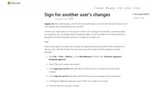 
                            6. Sign for another user's changes | Microsoft Docs