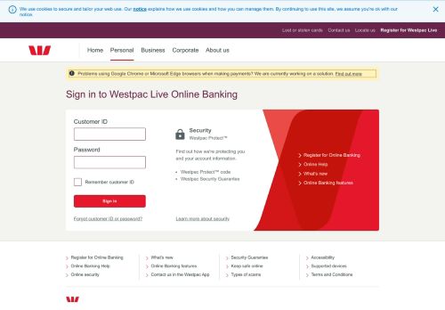 
                            13. Sign in again - Westpac Online Banking