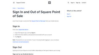 
                            2. Sign In and Out of Square Point of Sale | Square Support ...