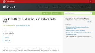 
                            13. Sign In and Sign Out of Skype IM in Outlook on the Web | IT@Cornell