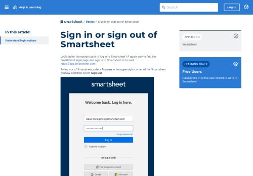 
                            7. Sign In and Sign Out of Smartsheet | Smartsheet Learning Center