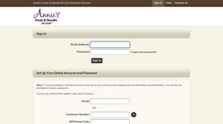 
                            3. Sign In - Annie's Hook & Needle Kit Club Customer Care Portal