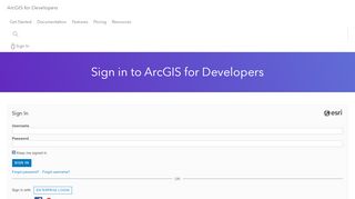 
                            10. Sign In - ArcGIS for Developers - ArcGIS Online