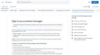 
                            1. Sign in as a content manager - YouTube Help - Google Support