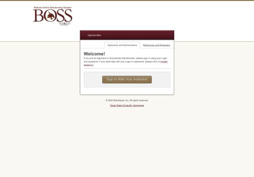 
                            12. Sign In - BOSS TXST Scholarships