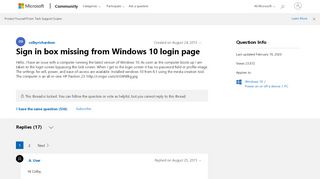 
                            11. Sign in box missing from Windows 10 login page - Microsoft Community