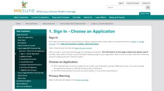 
                            5. Sign In - Choose Application / MNsure