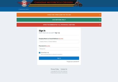 
                            3. Sign In - CMC National -- Canadian Motorcycle Cruisers