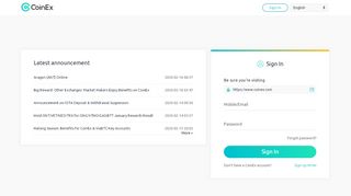 
                            2. Sign In | CoinEx - The Global Digital Coin Exchange