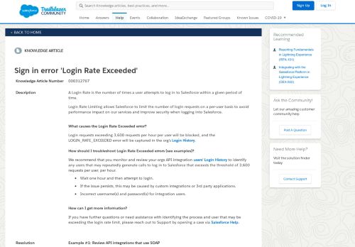 
                            1. Sign in Error: 'Login Rate Exceeded' - Salesforce Help