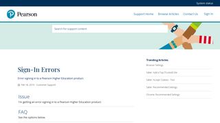 
                            9. Sign-In Errors - Pearson Support