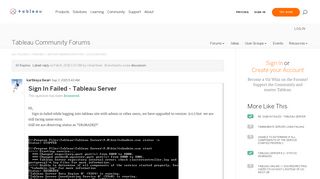 
                            2. Sign In Failed - Tableau Server |Tableau Community Forums