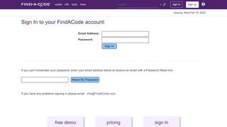 
                            1. Sign In - Find-A-Code