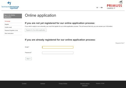 
                            4. Sign in for online application - Primuss