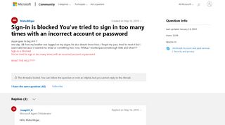
                            11. Sign-in is blocked You've tried to sign in too many times with an ...