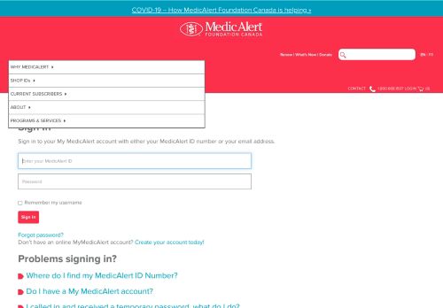 
                            3. Sign In - MedicAlert Canada - MedicAlert.ca