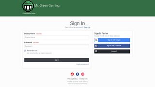 
                            9. Sign In - Mr. Green Gaming