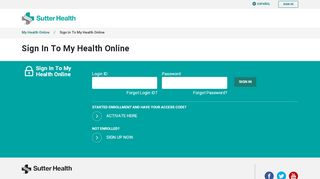 
                            6. Sign In - My Health Online - Sutter Health