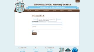 
                            2. Sign In - National Novel Writing Month
