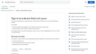 
                            3. Sign in on a device that's not yours - Computer - Google Account Help