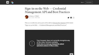 
                            7. Sign-in on the Web — Credential Management API and Best Practices